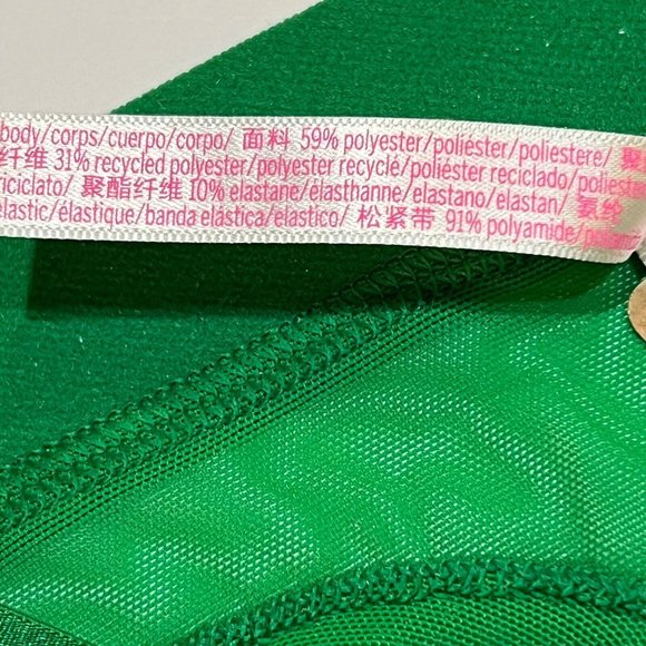 NWT VICTORIA'S SECRET PINK Thong Pantie Sz M Green Velvet - Picture 4 of 5